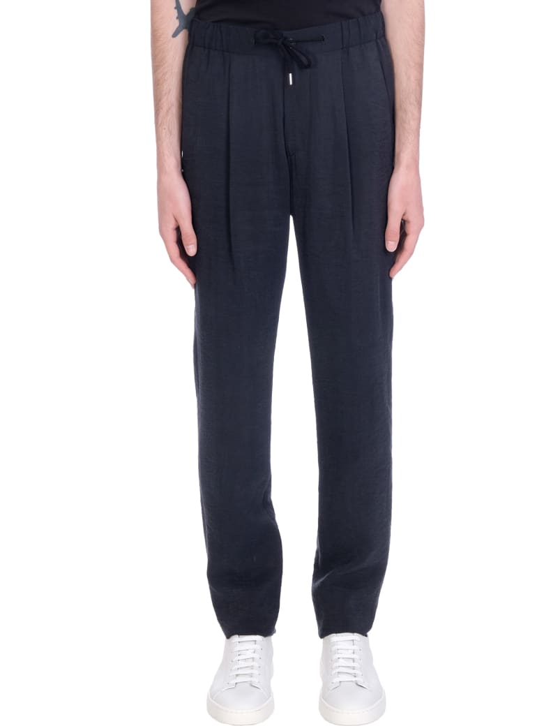 Giorgio Armani Pants In Blue Silk - blue