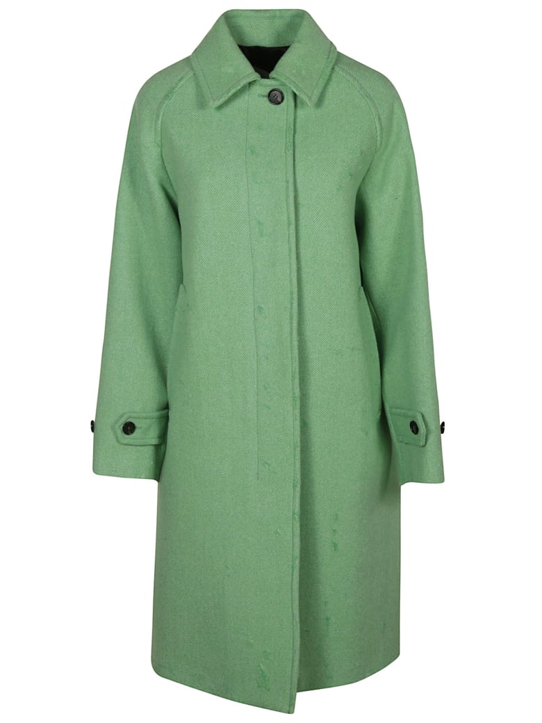 MSGM Rear Slit Plain Coat - Green