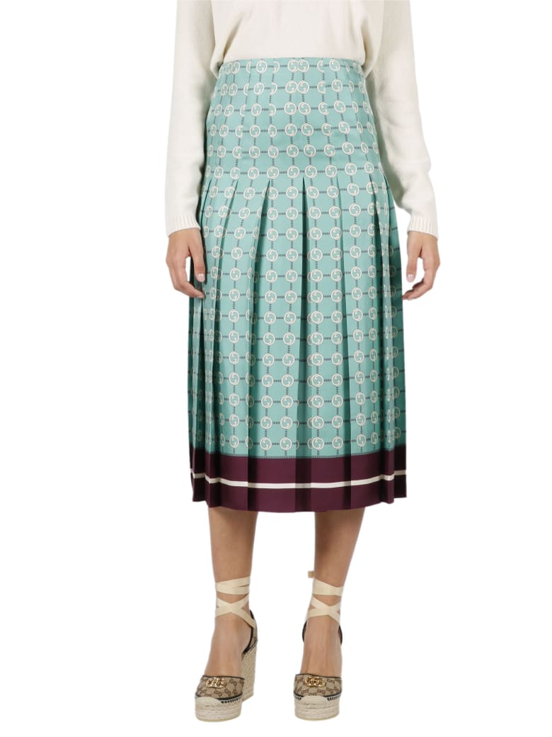 Gucci Silk Skirt With Gg Print