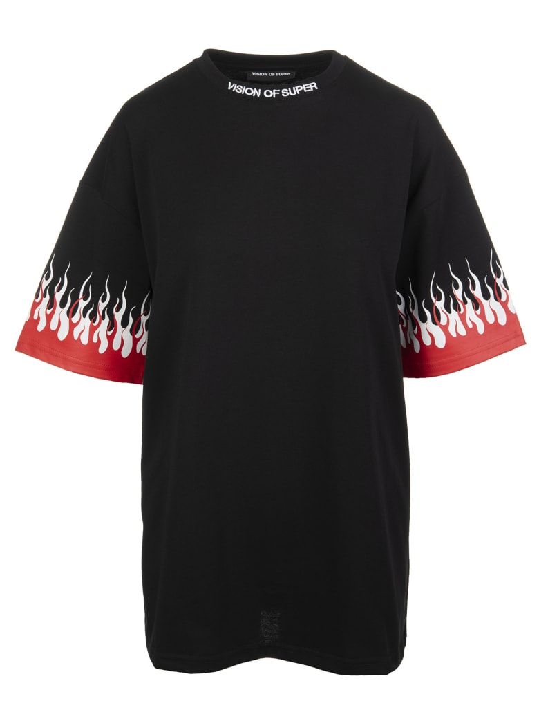 Vision of Super Black "double Flames" Man T-shirt - Black