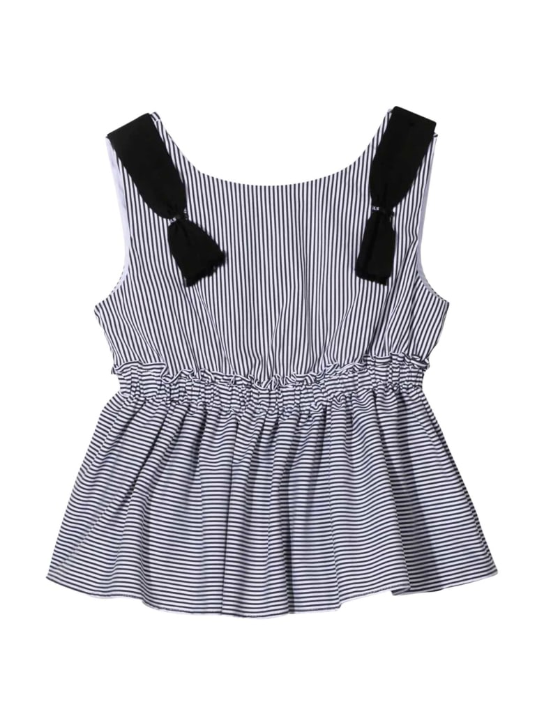 Monnalisa Striped Top - Bianco