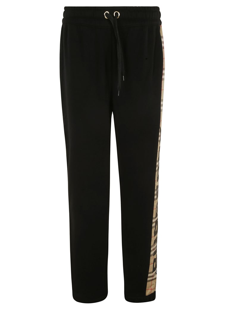 Burberry Side Check Print Track Pants - Black/Archive Beige