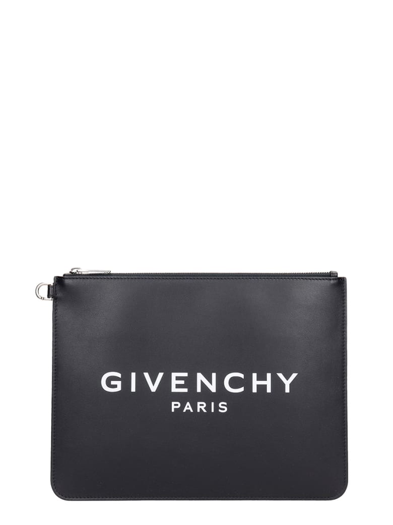 Givenchy Large Zipped Clutch In Black Leather - black