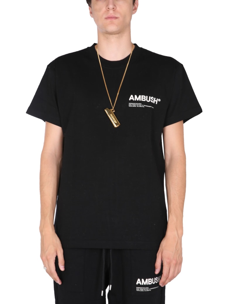 AMBUSH T-shirt With Logo Print - BLACK TOFU