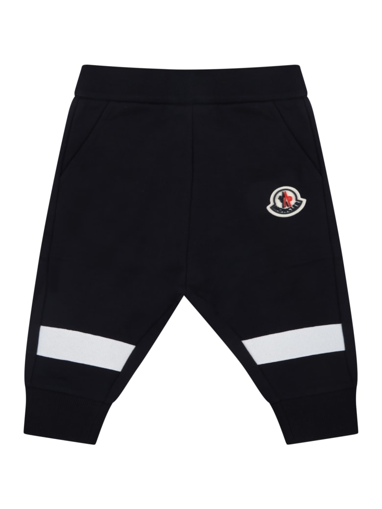 Moncler Blue Sweatpants For Baby Kids With Iconic Patch - Blue