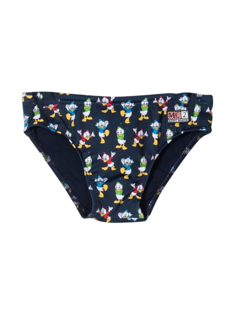 MC2 Saint Barth Blue Swimsuit With Multicolor Print - Unico