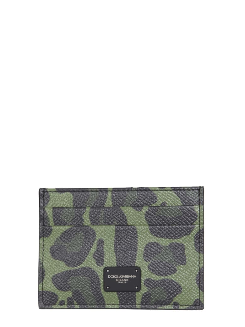 Dolce & Gabbana Card Holder With Dauphine Print With Logo - MILITARE
