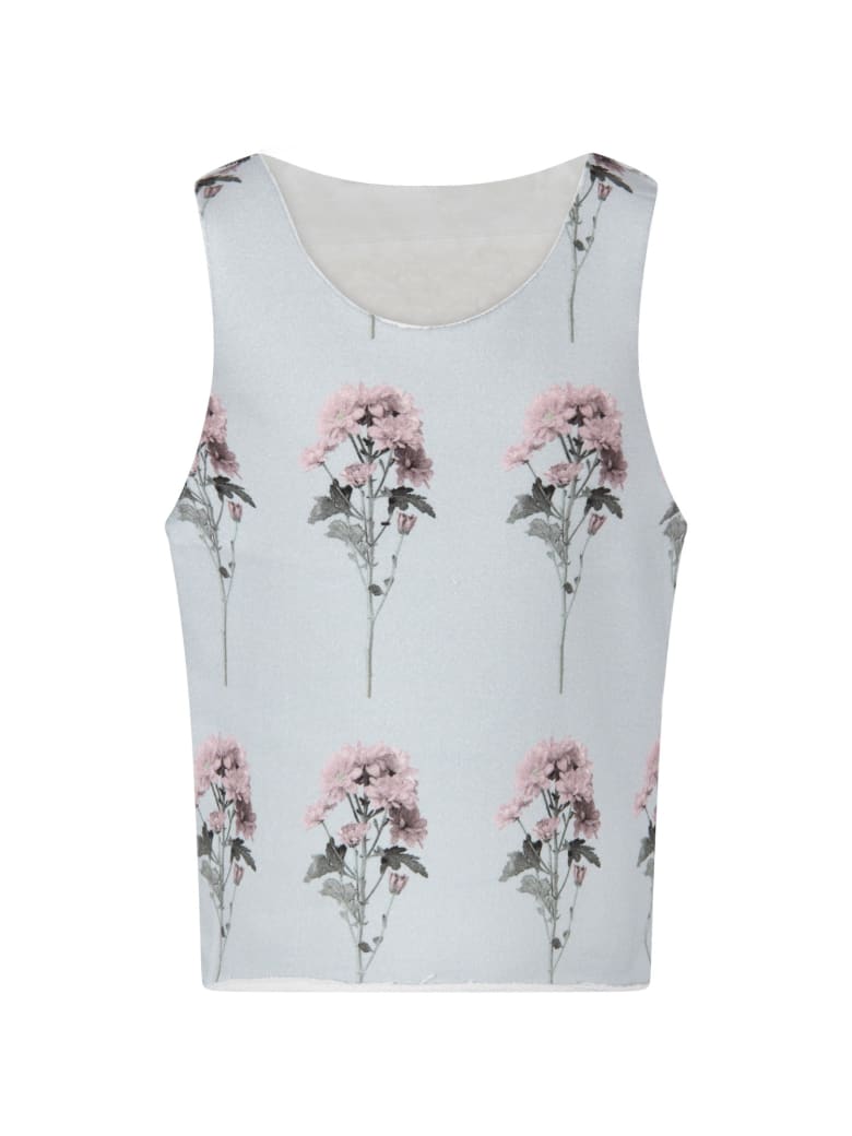 Caroline Bosmans Light Blue Tank For Girl Top With Flowers - Light Blue