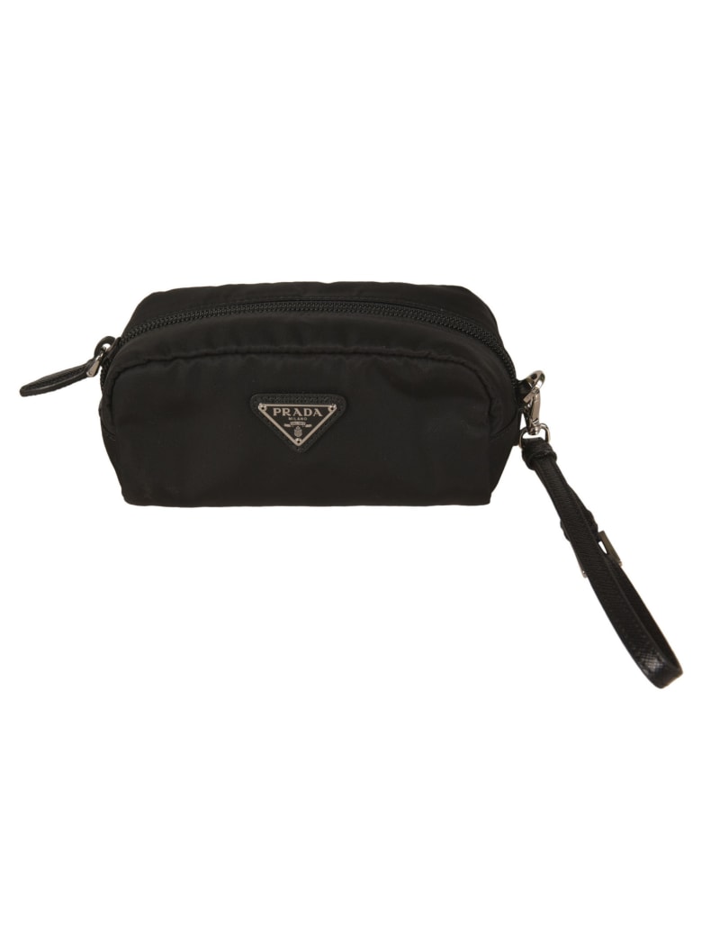 Prada Logo Plaque Wash Bag - Black