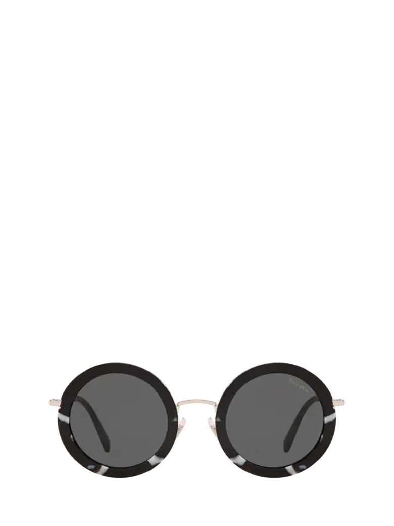 Miu Miu Miu Miu Mu 59us Havana Black / White Sunglasses - HAVANA BLACK / WHITE