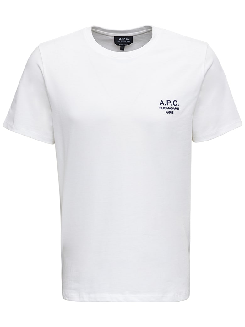 A.P.C. White Cotton T-shirt With Logo Print - White