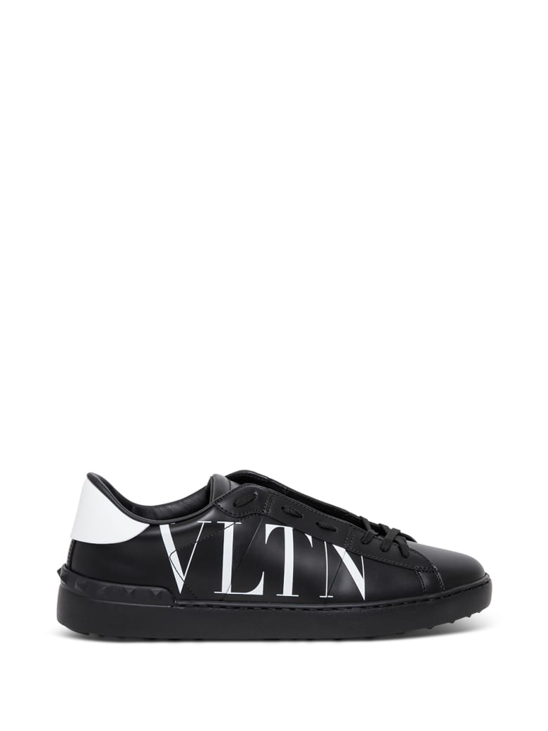 Valentino Garavani Open Leather Sneakers With Vltn Print - White/black