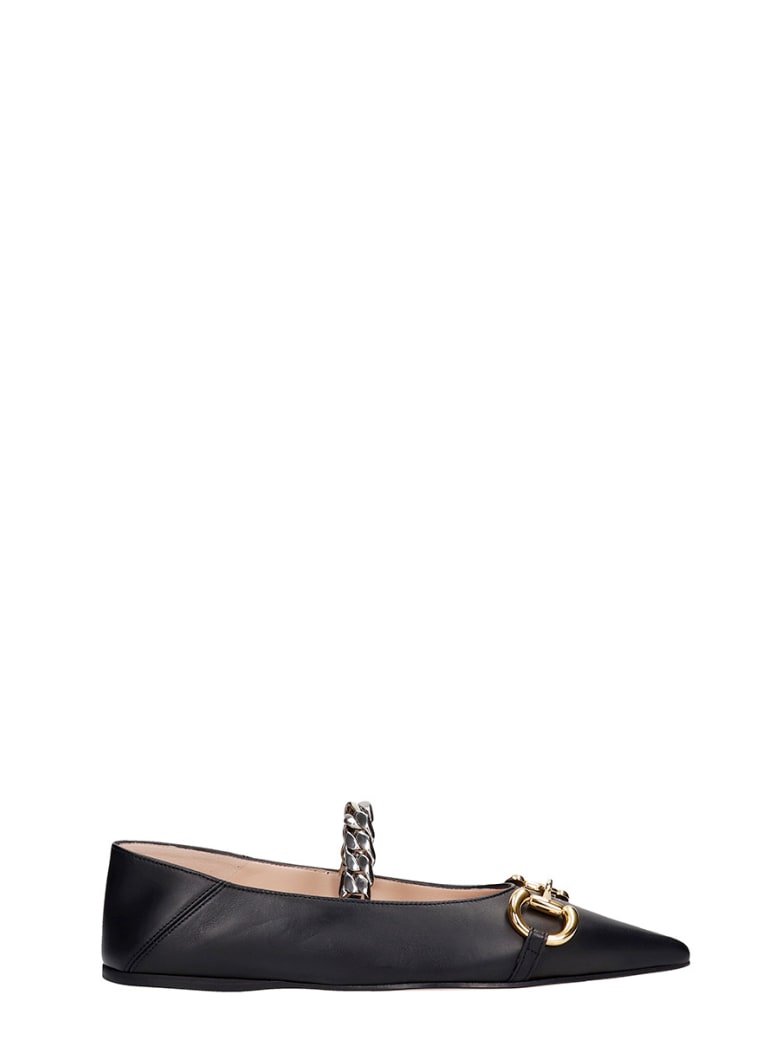 Gucci Ballet Flats In Black Leather - black