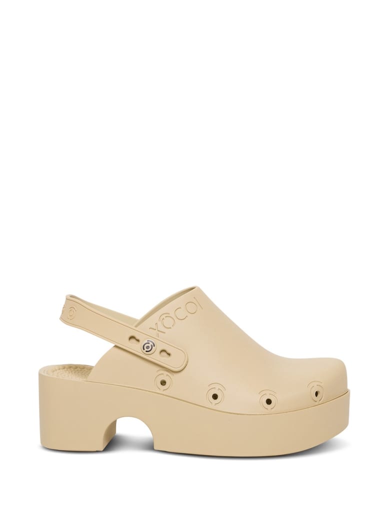 Xocoi Beige Recycled Rubber Clogs With Logo - Beige