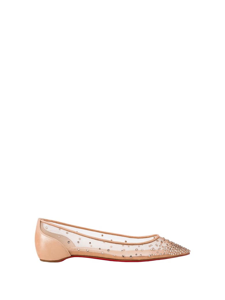Christian Louboutin Christian Louboutin Follies Strass Ballerina Flat Shoes - LIGHT SILK