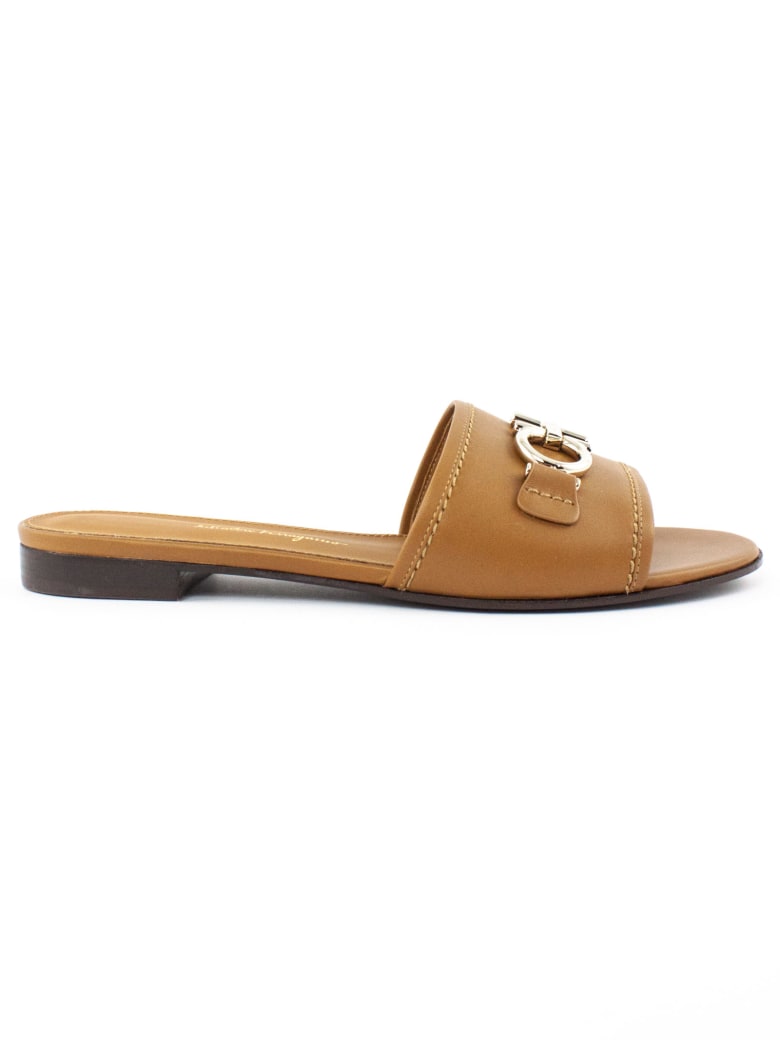 Salvatore Ferragamo Brown Leather Sandal - Cuoio
