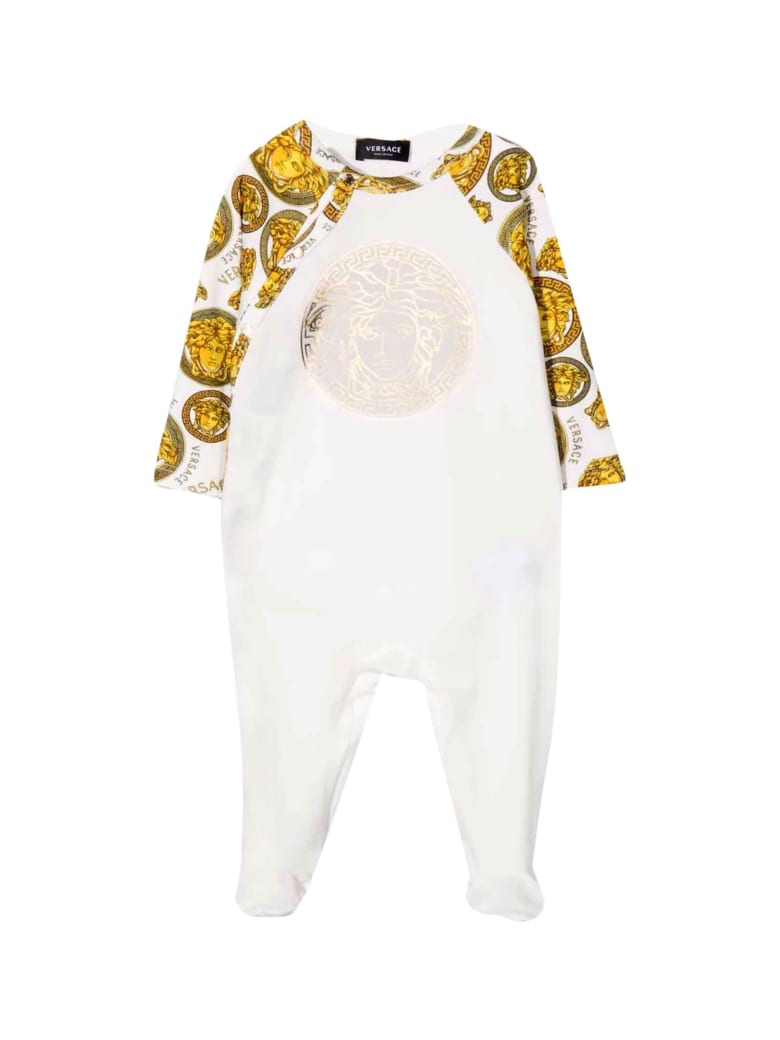 Versace White / Gold Romper Unisex Kids - Bianco/oro