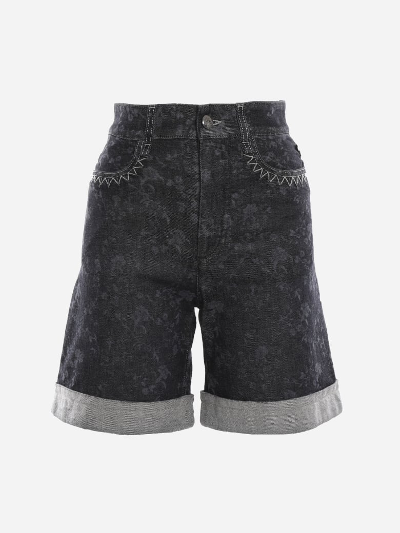 Chloé Stretch Cotton Shorts With East-west Embroidery - Grey