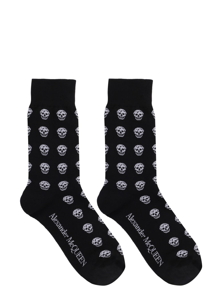 Alexander McQueen Logo Cotton Blend Socks - NERO/BIANCO