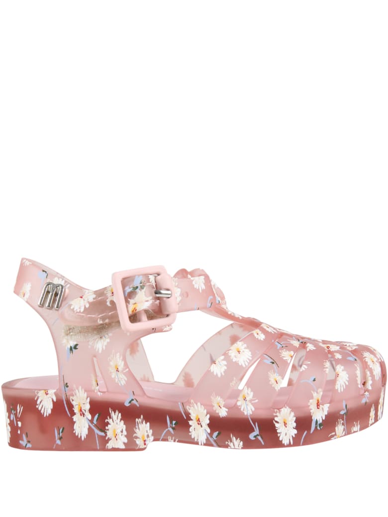 Melissa Pink Sandals For Girl With Daisies - Pink