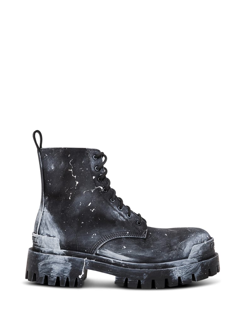 Balenciaga Strike Boots In Painted Effect Nylon - Black