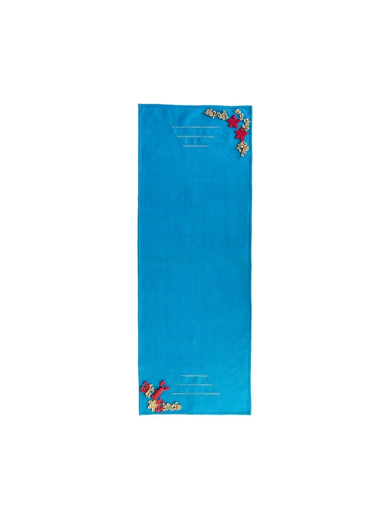 Le Botteghe su Gologone Runner Crochet 130x50 Cm - Cyan