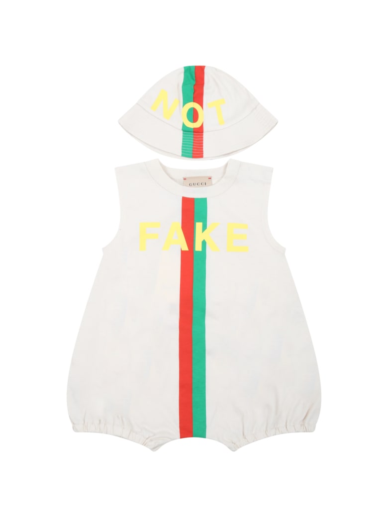 Gucci Beige Set For Babykids With Web Detail - Beige