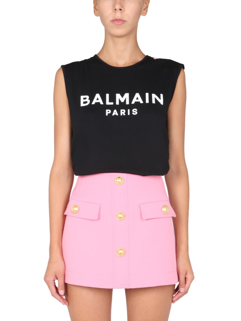 Balmain T-shirt With Logo Print - NERO