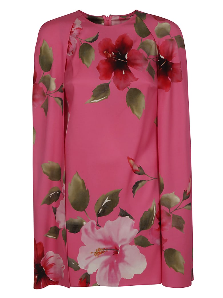 Valentino Floral Print Short Dress - Shocking Pink/Multicolor