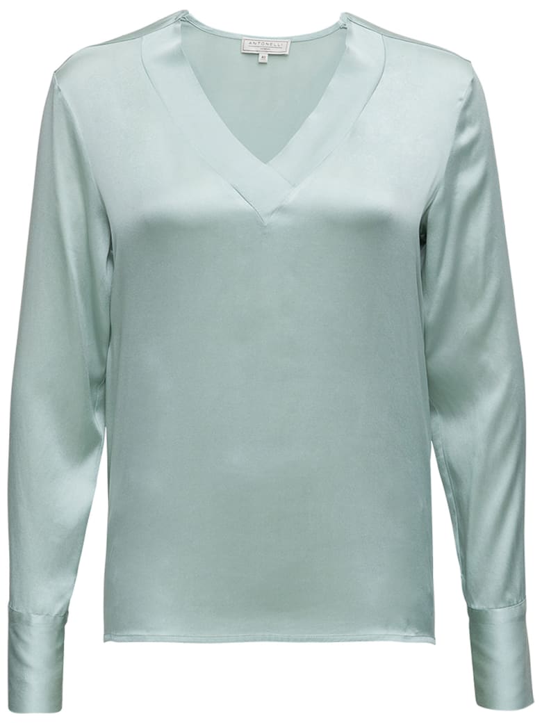 Antonelli Long-sleeved Shirt In Green Silk - Green
