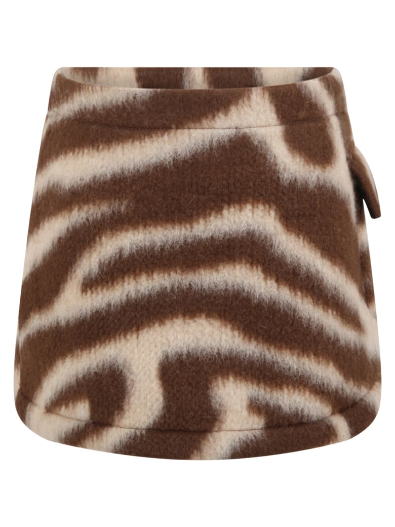 Douuod Brown Skirt For Girl With Beige Details - Brown