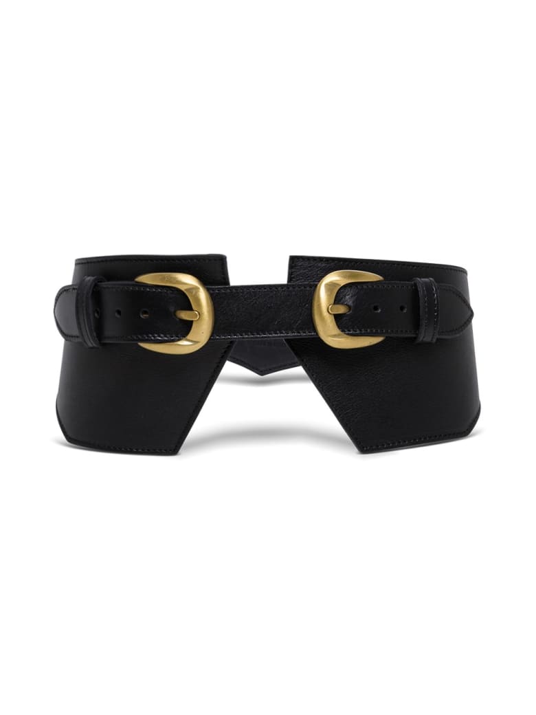Federica Tosi Black Leather Belt With Double Buckle - Black