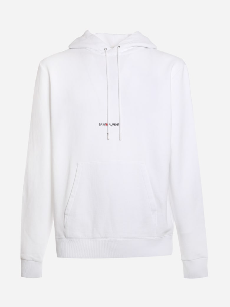 Saint Laurent Cotton Sweatshirt With Logo Print - White