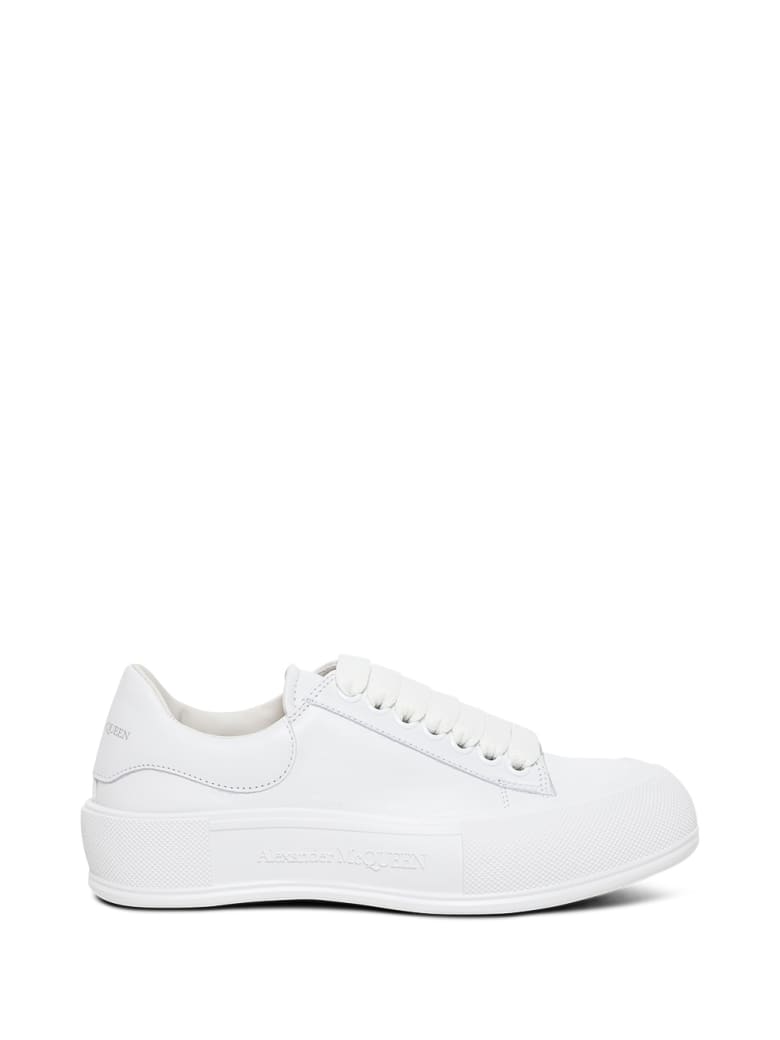 Alexander McQueen White Leather Skate Sneakers With Logo - White