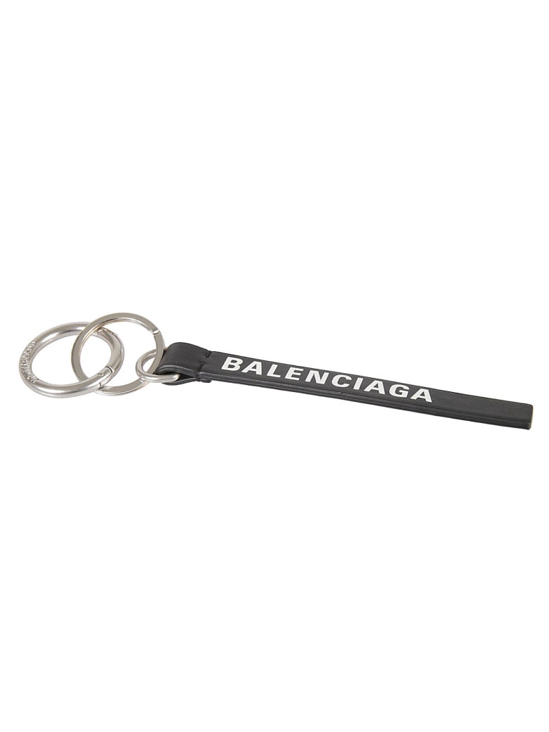 Balenciaga Logo Print Keyring - Black