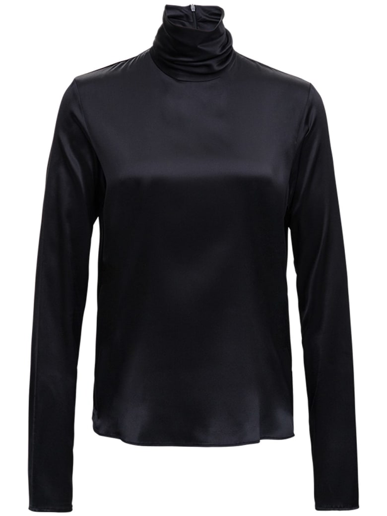Tessa Blackturtleneck In Silk Blend - Black