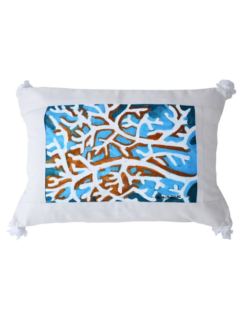 Le Botteghe su Gologone Cotton Hand Painted Indoor Cushion 50x50 cm - Fantasy Cyan