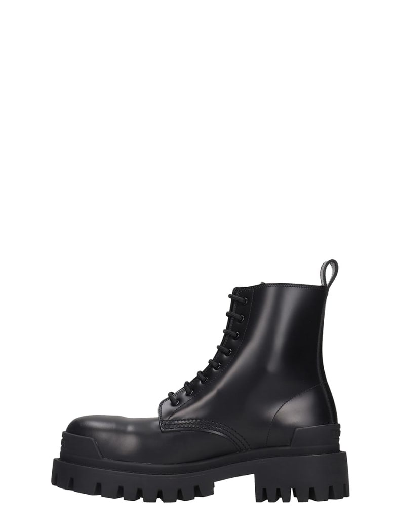 Balenciaga Strike Combat Boots In Black Leather | italist