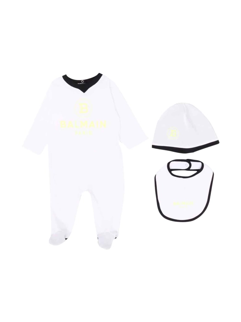 Balmain White Newborn Set - Bianco/giallo