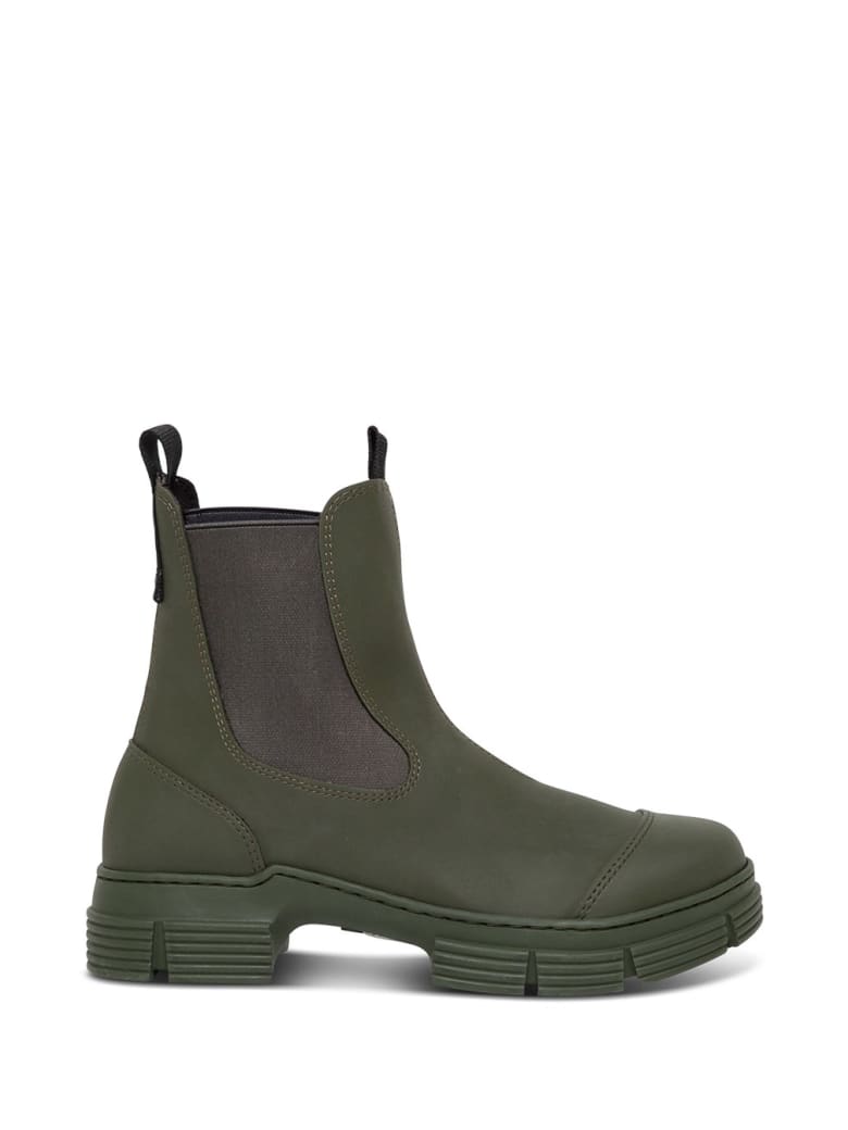 Ganni Green Boots In Recycled Rubber - Green