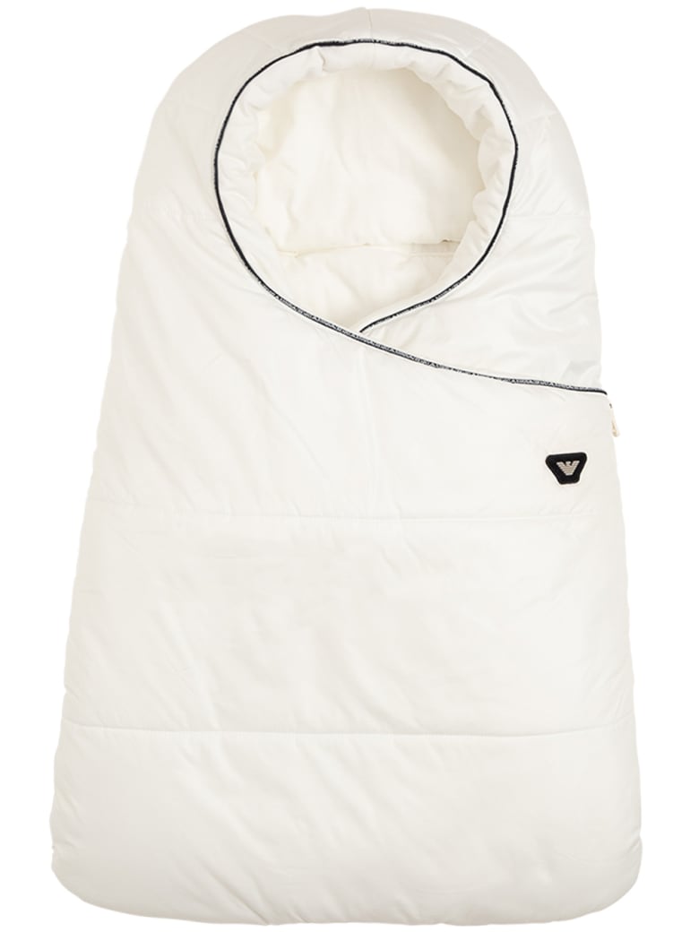 Emporio Armani White Nylon Padded Blanket With Logo - White