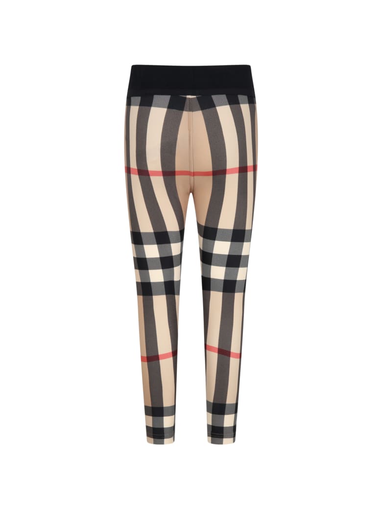 Burberry Beige Leggings For Girl With Check Vintage - Beige