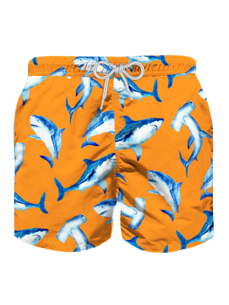 MC2 Saint Barth Shark Print Boy's Light Swim Trunks