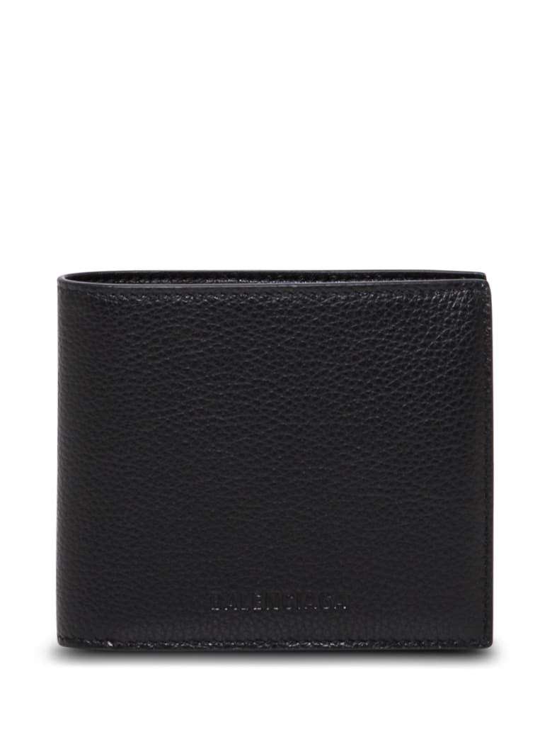 Balenciaga Essential Wallet In Black Hammered Leather - Black