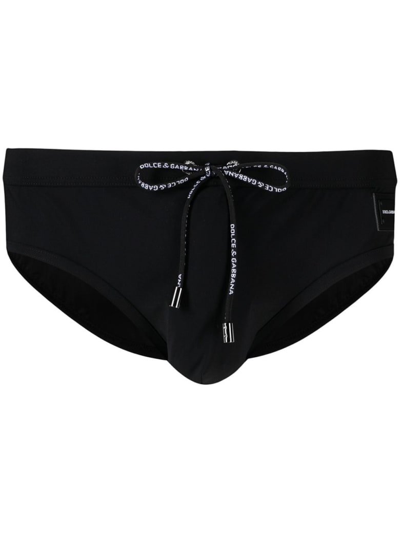 Dolce & Gabbana Black Swim Brief With Logo - Black
