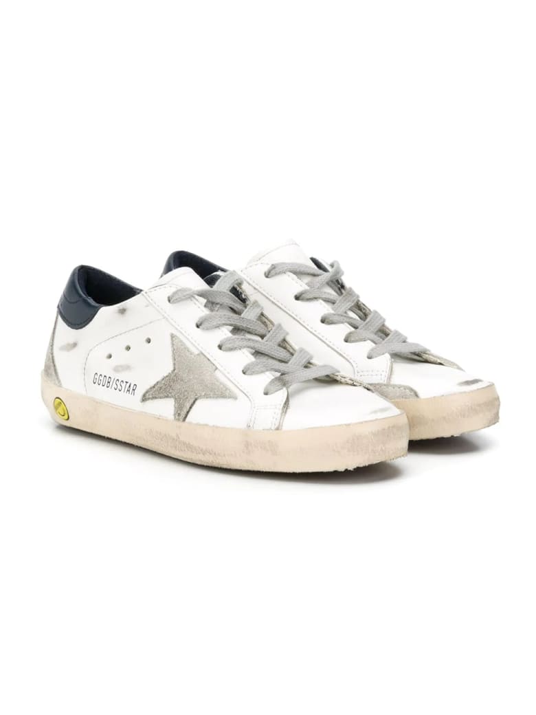 Golden Goose Superstar Sneakers With Blue Back - Bianco-blu