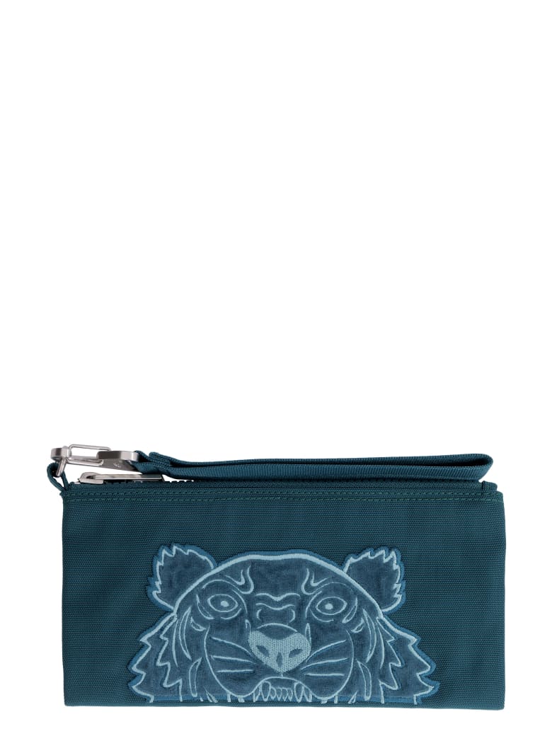 Kenzo Logo Print Flat Pouch - green
