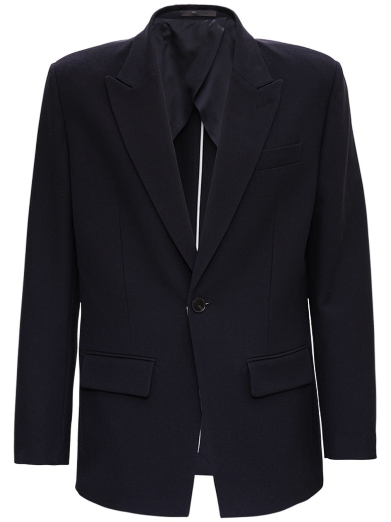 Valentino Single-breasted Blue Wool Jacket - Blu
