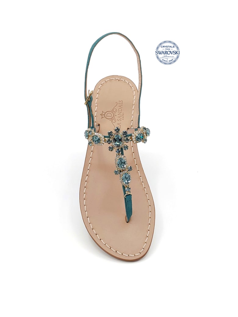 Dea Sandals Via Krupp Jewel Flip Flops Sandals - petrol blue, crystal