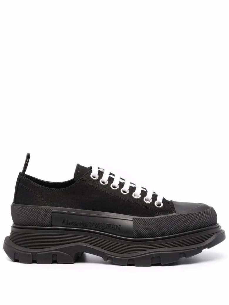 Alexander McQueen Black Traead Slick Cotton Sneakers - Black